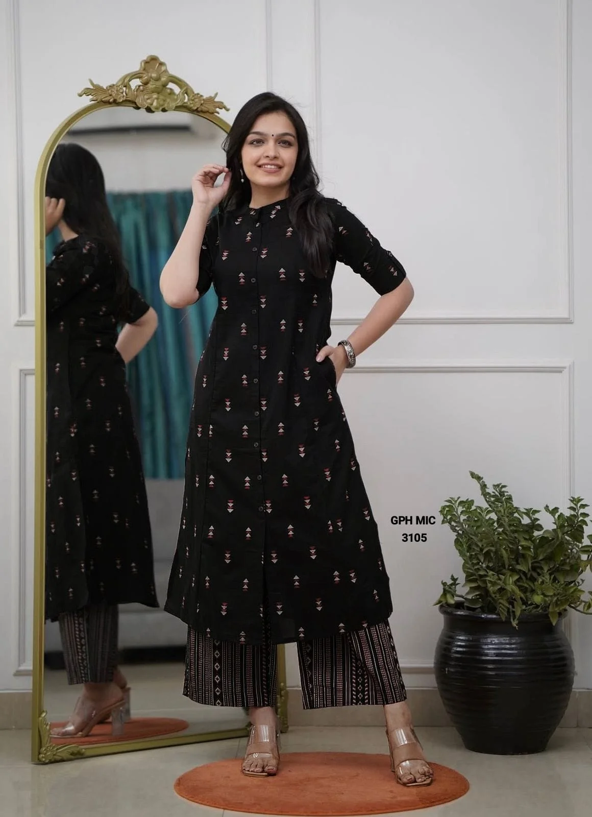 Maroon Printed Straight Kurta with Coordinated Ethnic Palazzo Set for Everyday Grace